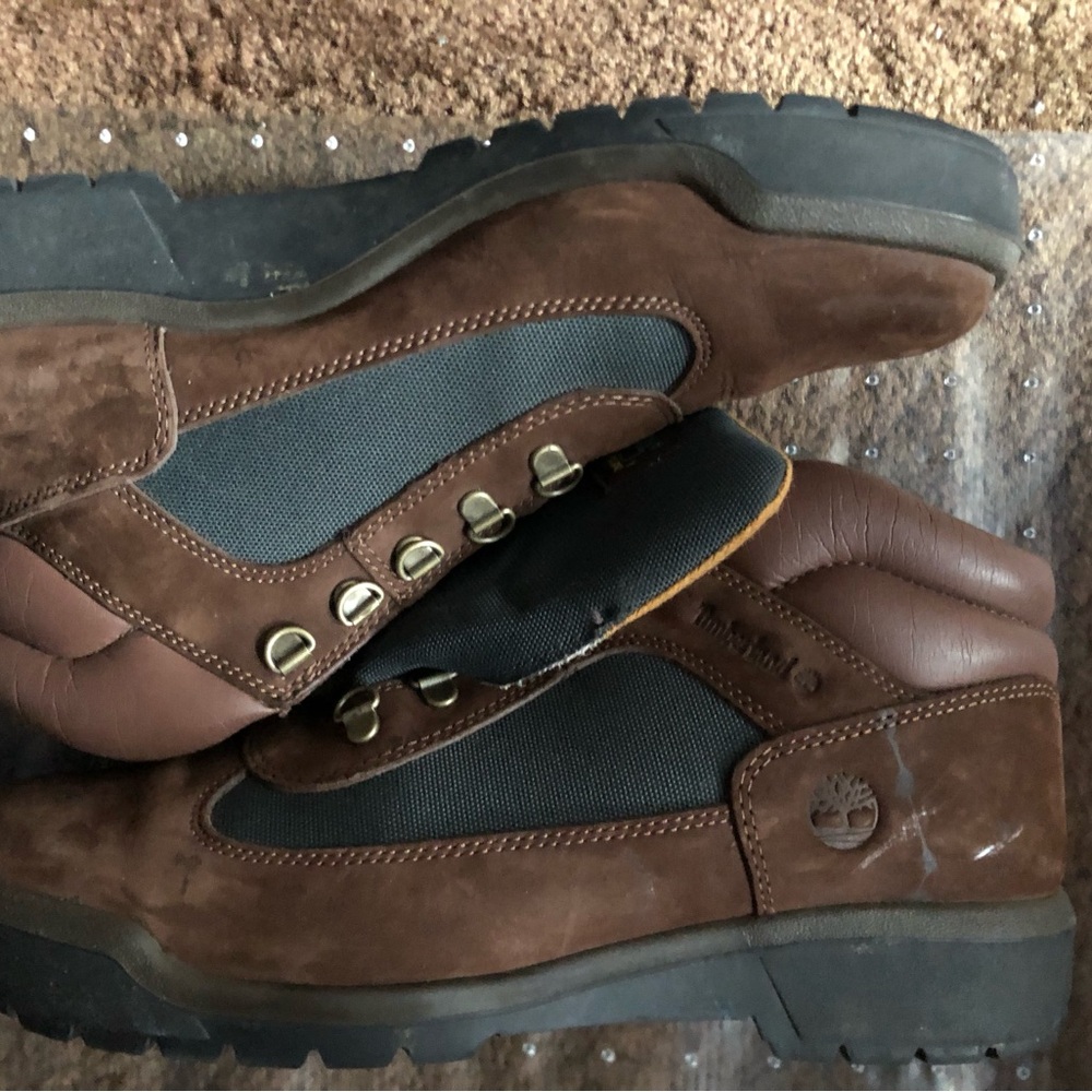 Timberland Men's Brown and Black Duck Boots no laces